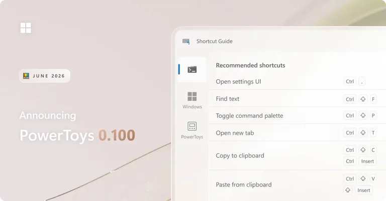 PowerToys 0.100: Shortcut Guide ve Command Palette Yenilendi