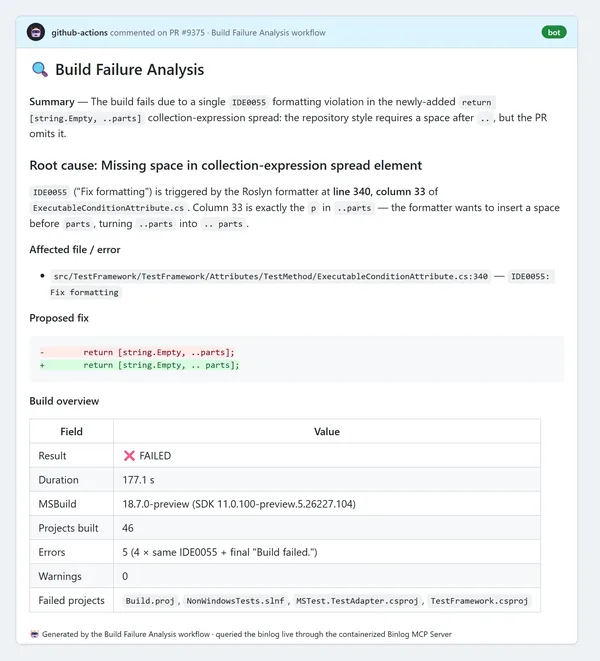 Binlog MCP Server: CI'da Otomatik Build Analizi Devri