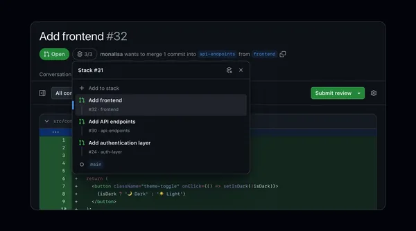 GitHub Stacked Pull Requests Public Preview'da
