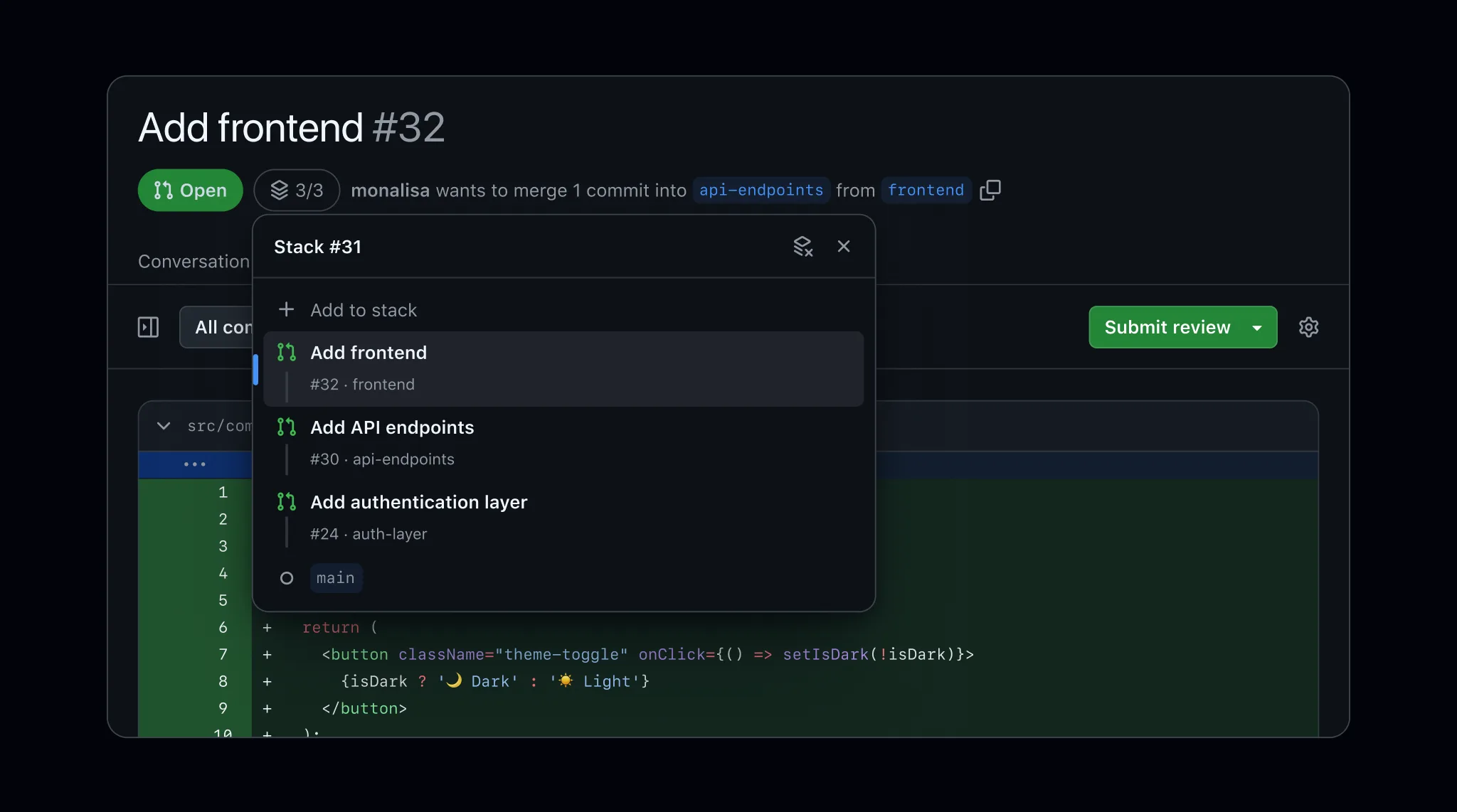 GitHub Stacked Pull Requests Public Preview'da