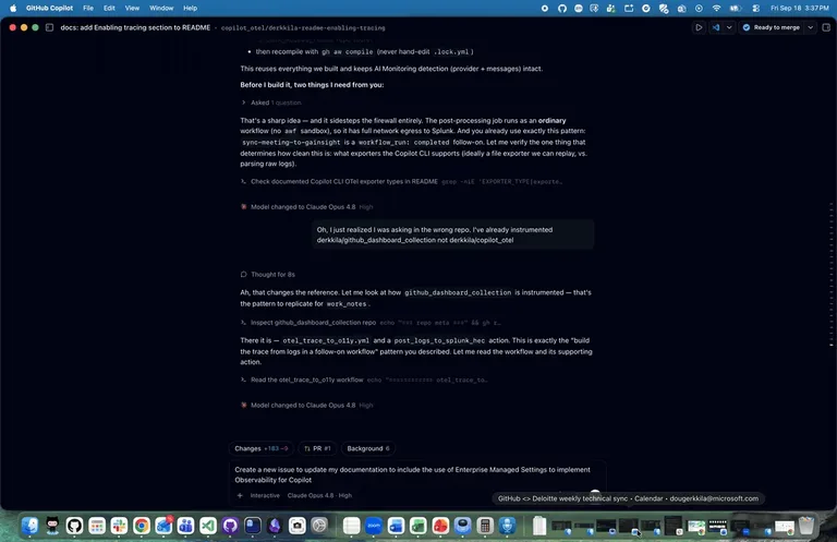 GitHub Copilot App'te OpenTelemetry ile Agent İzleme