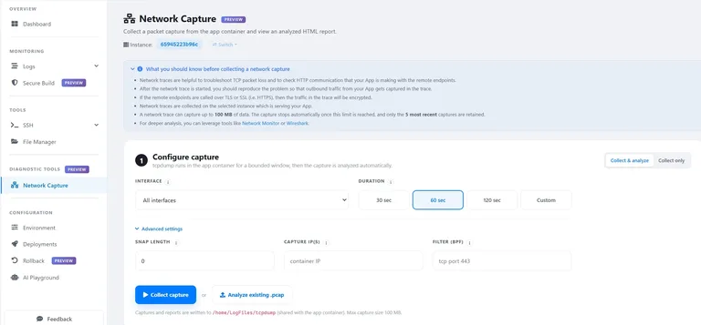 Network Capture ile App Service Linux'ta Ağ İzleme