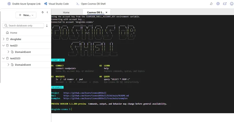 Azure Cosmos DB Shell Artık Data Explorer İçinde