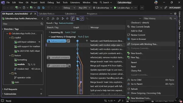 Visual Studio Ekim Güncellemesi: Git ve Copilot Yenilikleri
